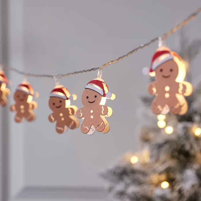 10 Gingerbread LED String Lights