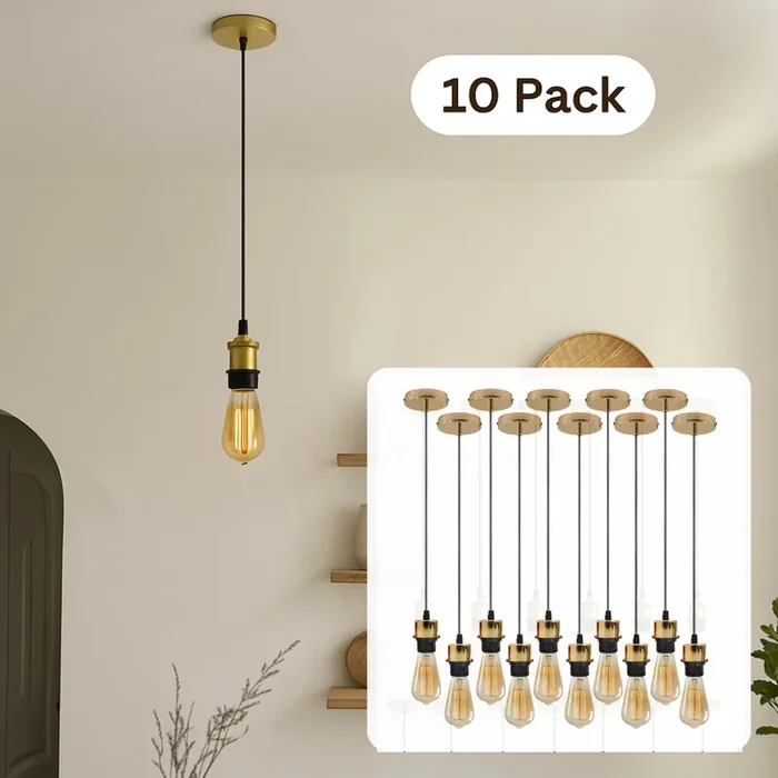 10 Pack Pendant, E27 Lamp Holder Ceiling Hanging Light, PVC Cable ~4252