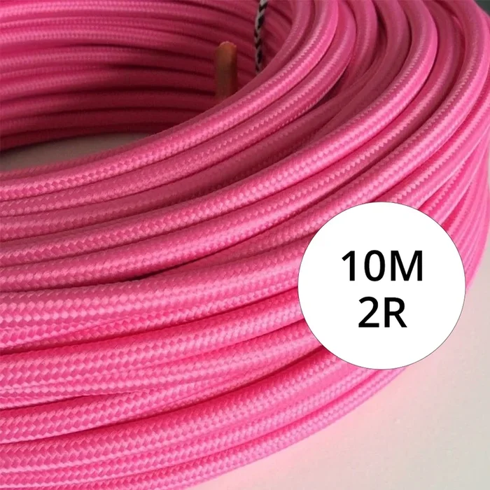 10m 2 Core Fabric Cable Pink Round Braided Cable Flex 0.75mm~4742