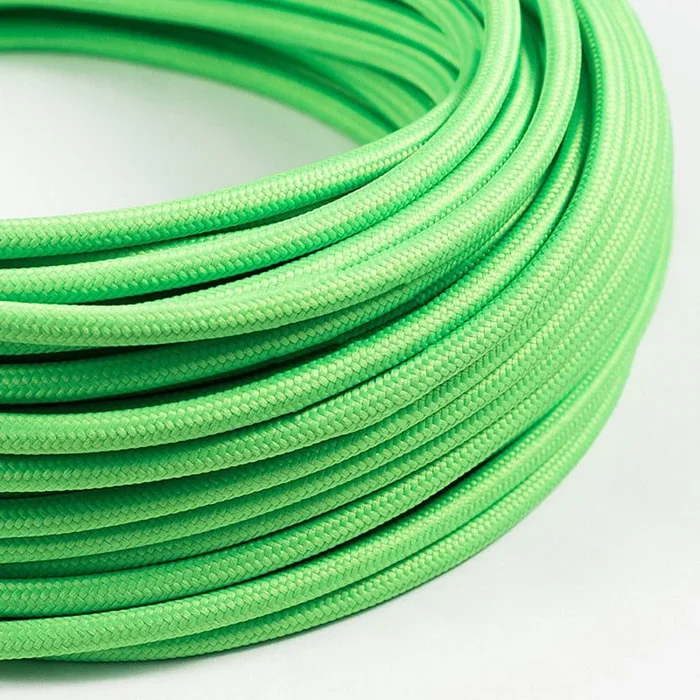 1m/5m/10m Light Green Round Fabric Flex 2 Core Braided Cloth Cable ~3028