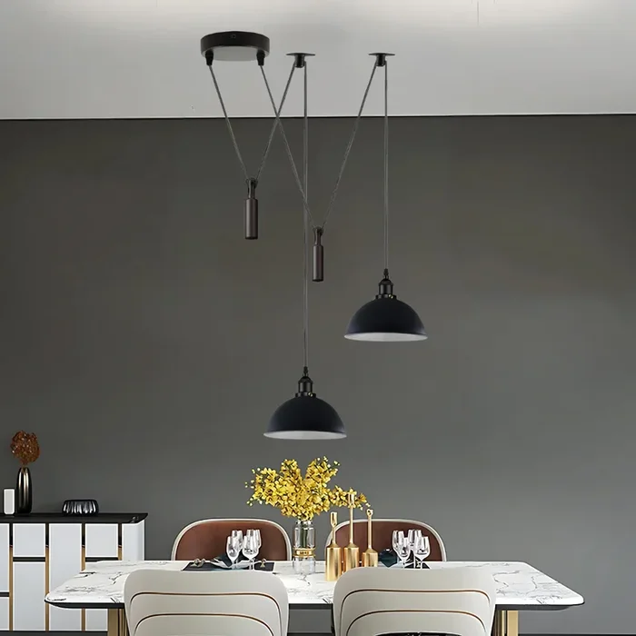 2 Head Lamp Ceiling Pendant Light Adjustable cord Shade~5034