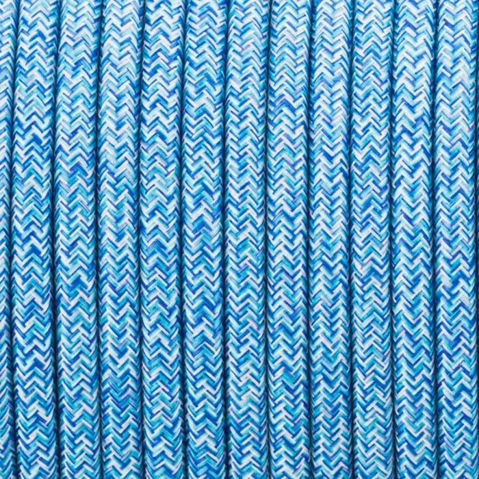 2core Round Vintage Braided Fabric Blue multi tweed Colour Cable Flex 0.75mm~4893