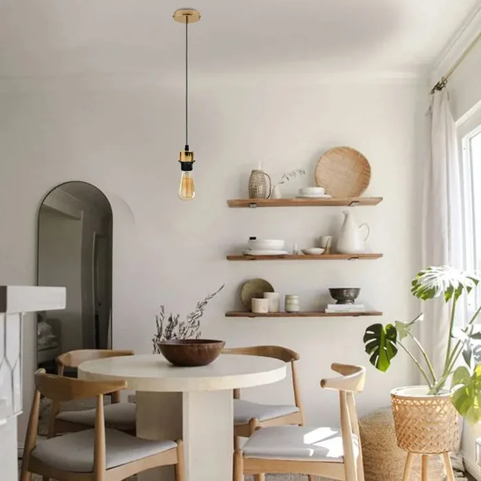 2Pack French Gold Pendant Light ,E27 Lamp Holder Hanging Light,PVC Cable~4232
