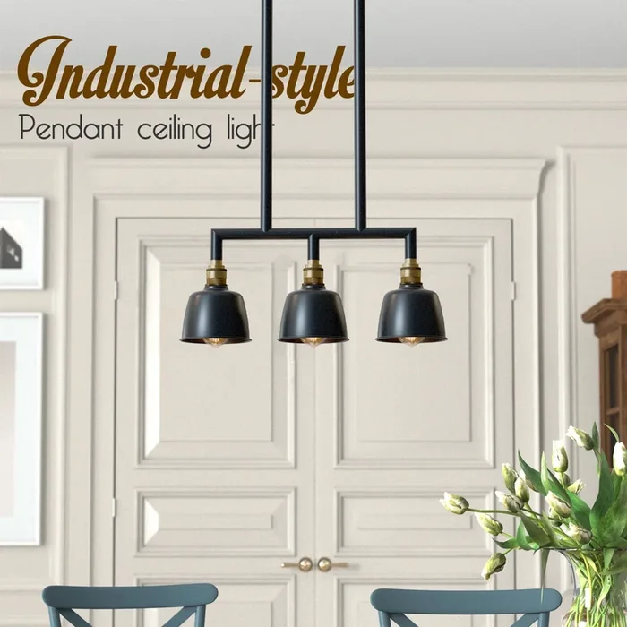 3-Way Industrial Conduit Pipe Ceiling Pendant DIY Light Fixture-5638