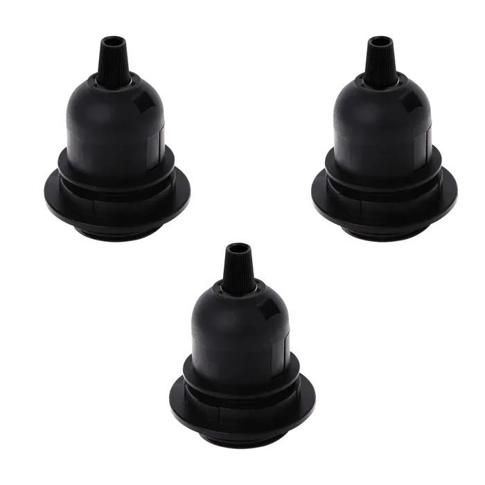 3Pack E27 Light Bulb Pendant Socket Holder Screw Black Plastic Lamp holder~4373