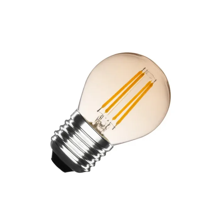 4W Small Classic Cool White LED Filament Golfball Bulb Gold – Screw Cap