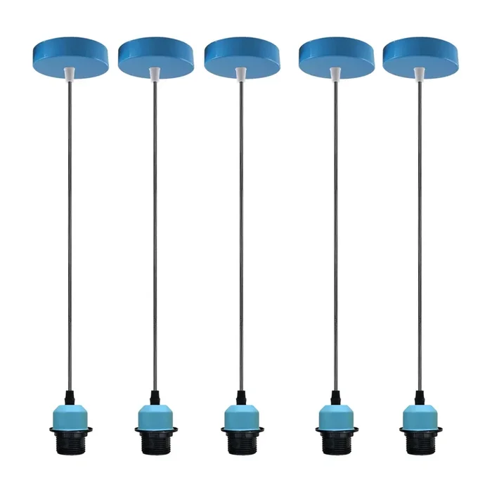5Pack Blue Pendant Light,E27 Lamp Holder Ceiling Hanging Light,PVC Cable~4236
