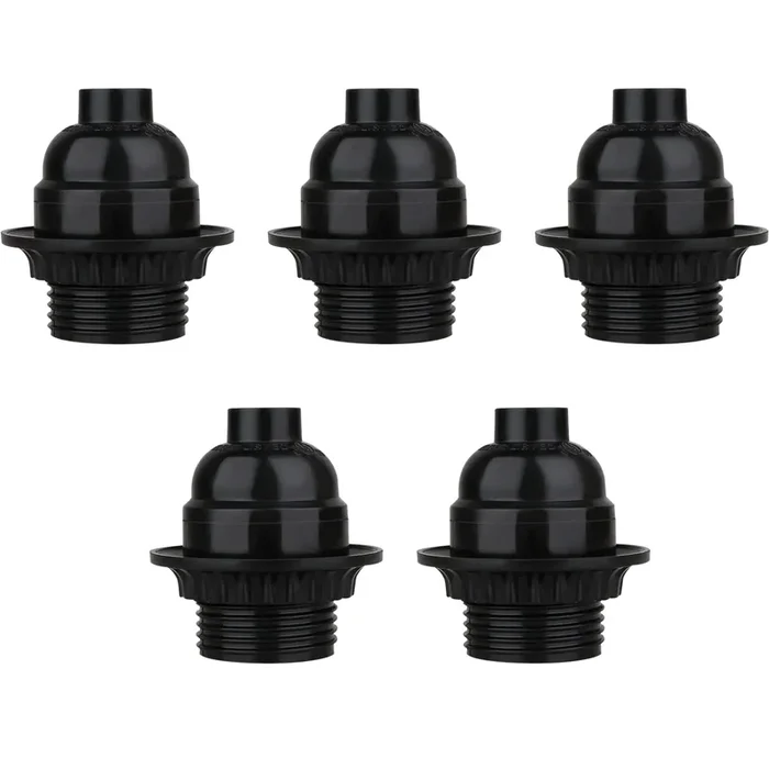 5Pack E27 Light Bulb,Pendant Socket Holder Screw Black Plastic Lamp holder ~4390