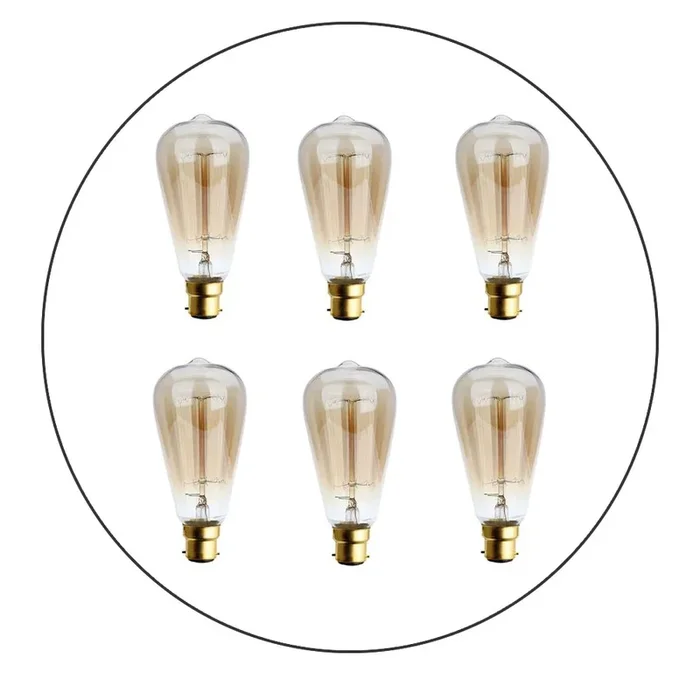 6 Pack Dimmable B22 60W Edison Vintage Filament Candle Pearl Shaped Light Lamp Bulb~2299