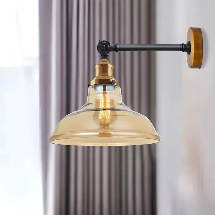 Amber Glass Shade Modern Wall Light~2696