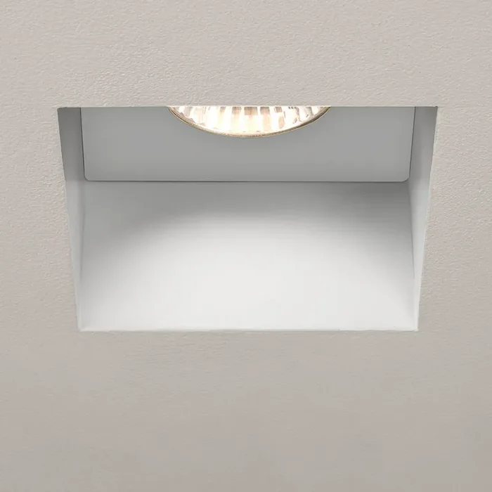 Astro Trimless Plaster-In Square Fire Rated Fixed Downlight – Matt White