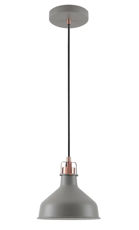 Banker Small Pendant, 1 x E27, Sand Grey/Copper/White