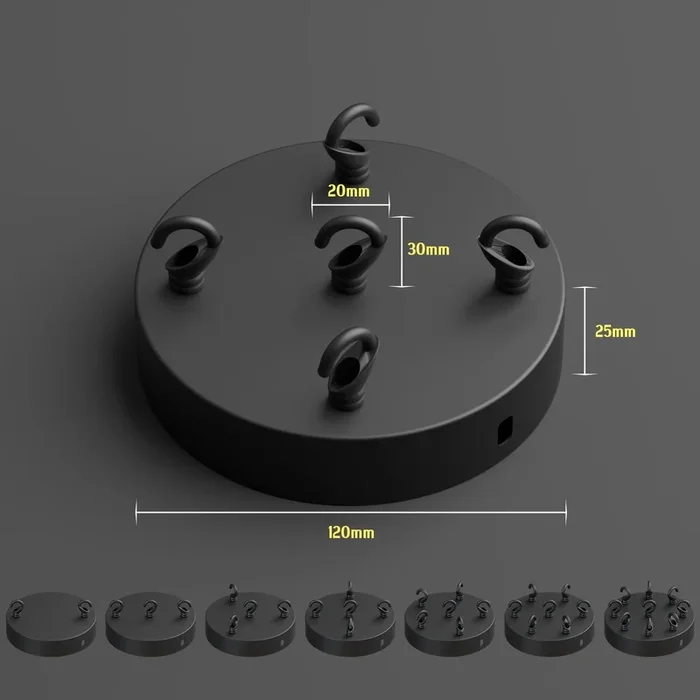 Black Ceiling Rose With Hook Pendant Light Fitting~2385