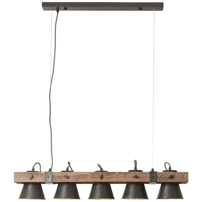 Brilliant-Leuchten DECCA Pendant Light Dark wood, black, 5-light sources
