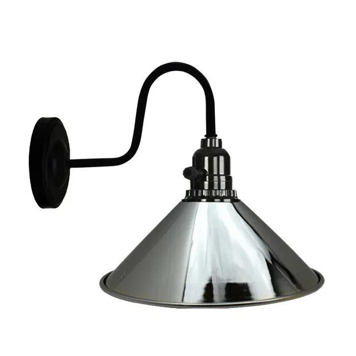 Brushed Silver Shade Metal Wall Light with switch Holder Brushed Effect~2524