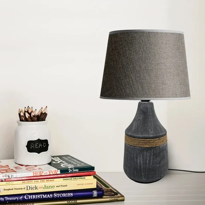 Creative Plugin Fabric Shade Ceramic Table Lamp Light ~5160