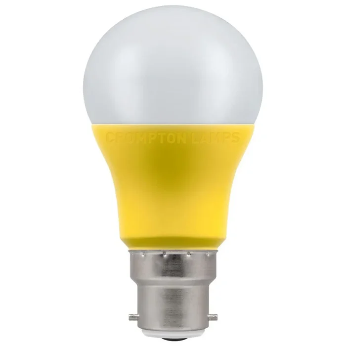 Crompton LED GLS Thermal Plastic 9W 110V B22d Very Warm White Opal Yellow Base