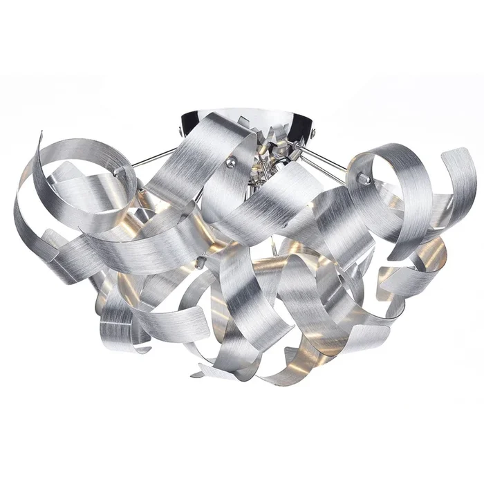 Dar RAW0450 Rawley 4 Light Flush Brushed Aluminium