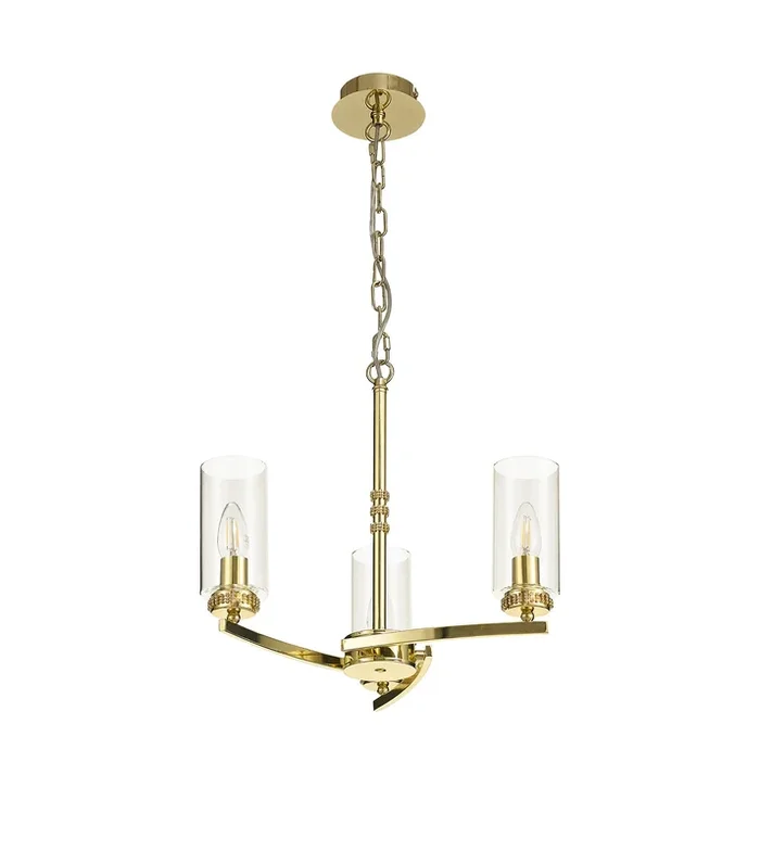 Darlington Pendant/Semi Ceiling, 3 x E14, Polished Gold