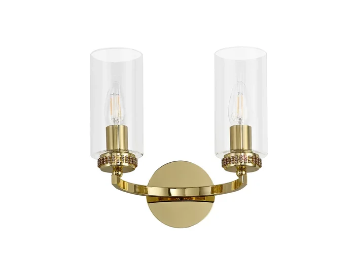 Darlington Wall Lamp Switched, 2 x E14, Polished Gold