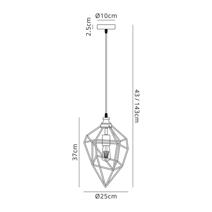 Dobson Medium Pendant, 1 x E27, Antique Brass