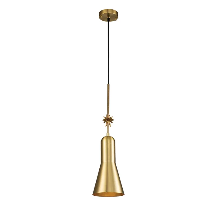 Elstead Lighting Pendant from the Etoile range. Etoile 1lt Medium Pendant – Aged Brass and Gold Leaf Product Code = ETOILE-P-M-AB