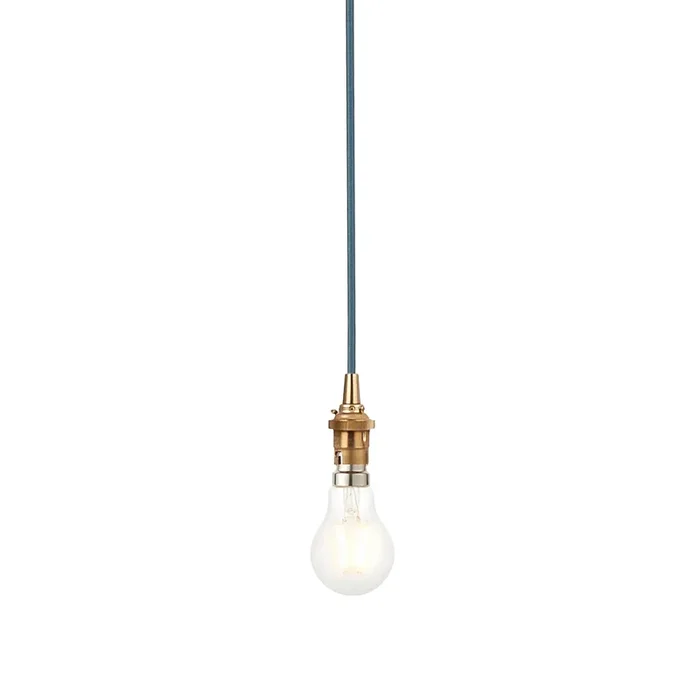 Endon Lighting 111511 Eltham 1lt Pendant Indoor light fitting Brushed aged brass plate & blue flex