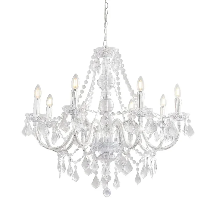 Endon Lighting 308-8CL Clarence Indoor Pendant Light Clear acrylic & chrome plate Dimmable