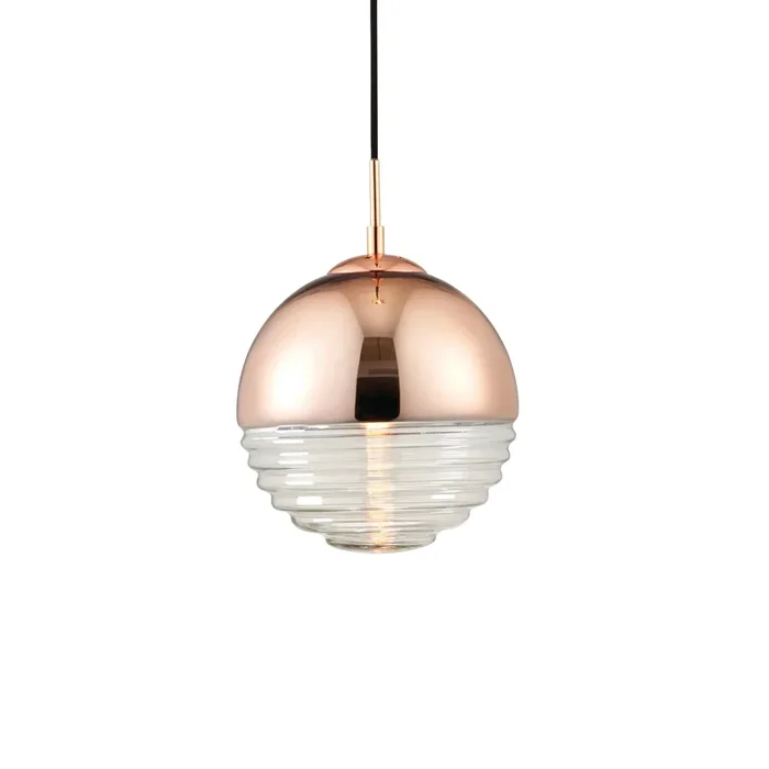 Endon Lighting 68956 Paloma Indoor Pendant Light Copper & clear ribbed glass Dimmable