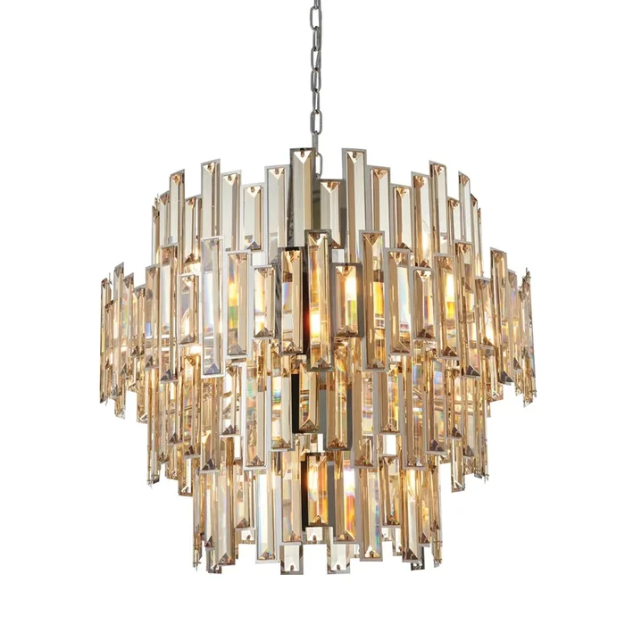 Endon Lighting 72746 Viviana Indoor Pendant Light Chrome plate & champagne crystal Dimmable