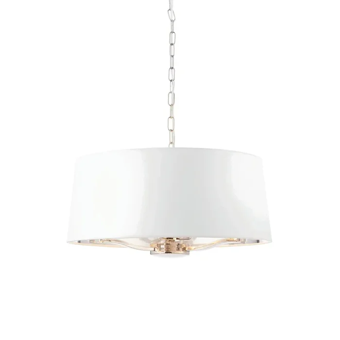 Endon Lighting 73021 Harvey Indoor Pendant Light Bright nickel plate & vintage white fabric Dimmable