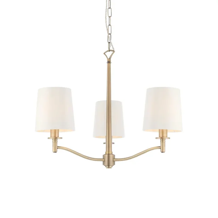 Endon Lighting 73411 Ortona Indoor Pendant Light Matt antique brass plate & vintage white fabric Dimmable