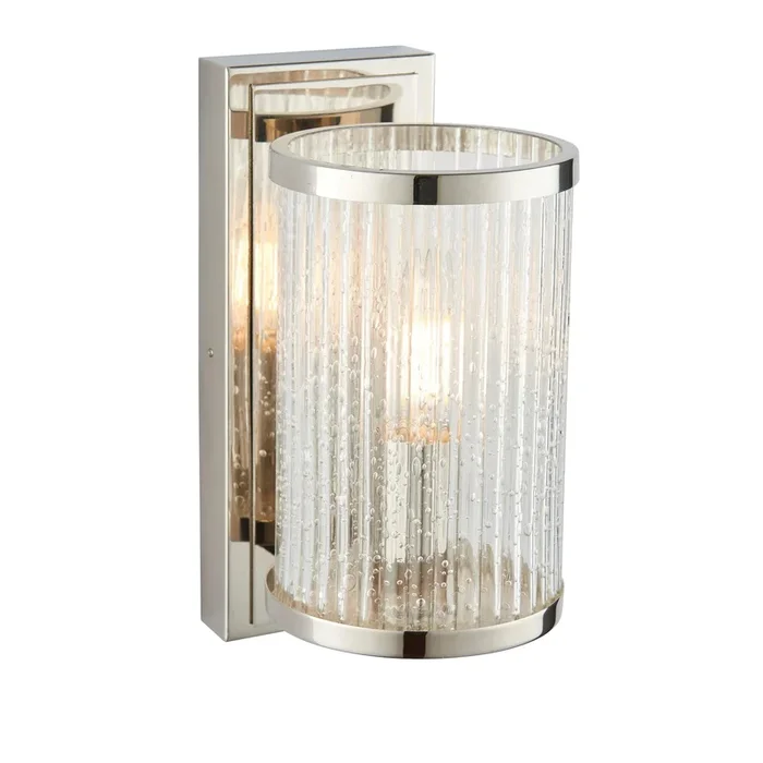 Endon Lighting 76259 Easton Indoor Wall Light Bright nickel plate & ribbed bubble glass Dimmable