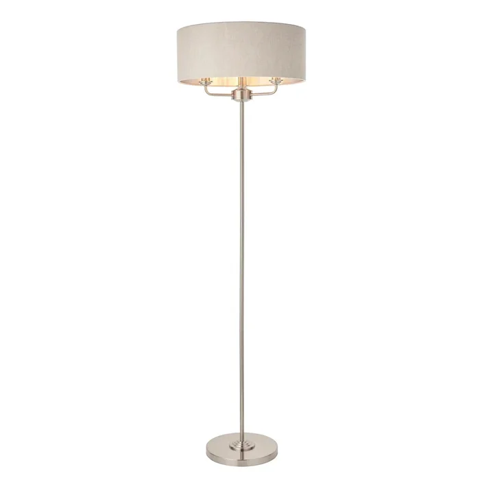 Endon Lighting 94359 Highclere Indoor Floor Lamps Brushed chrome plate & natural linen Non-dimmable