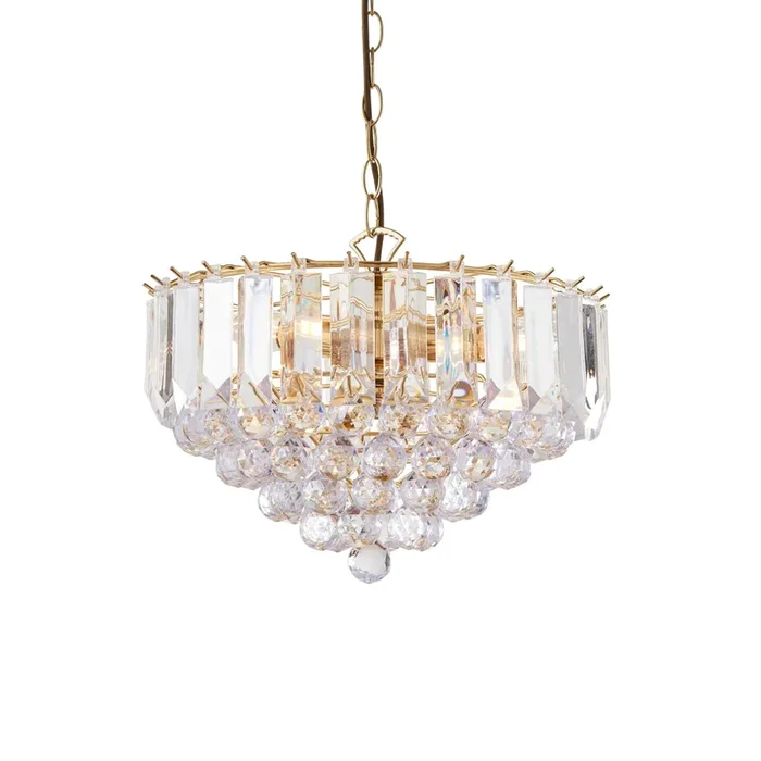 Endon Lighting FARGO-14BP Fargo Indoor Pendant Light Brass plate & clear acrylic Dimmable