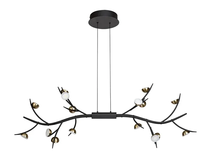 Extol 16 Light Linear Pendant, 16 x 3W LED, 3000K, 2640lm, Black/Antique Brass, 3yrs Warranty