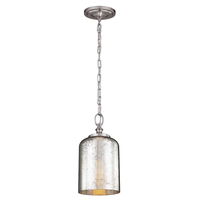 Feiss Pendant from the Hounslow range. Hounslow 1 Light Mini Pendant Brushed Steel Product Code = FE-HOUNSLOW-P-BS