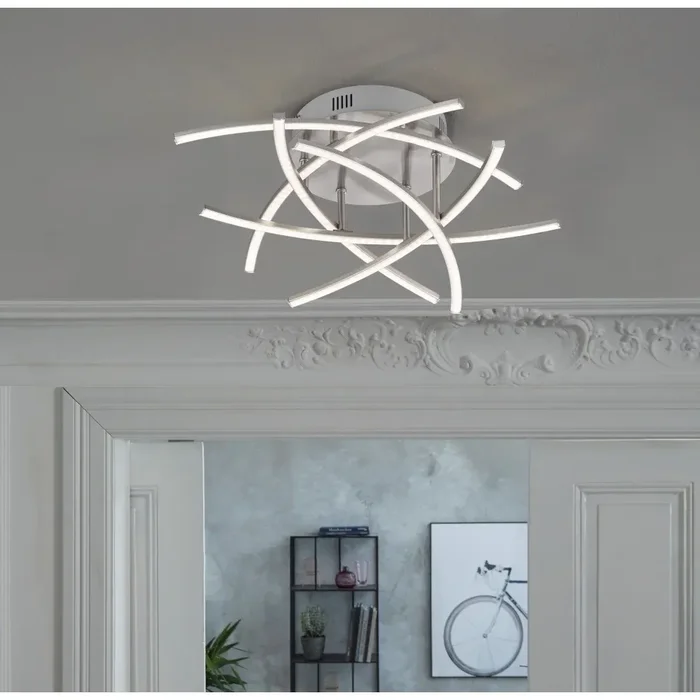 Fischer & Honsel CROSS TW Ceiling Light LED matt nickel, 6-light sources, Remote control