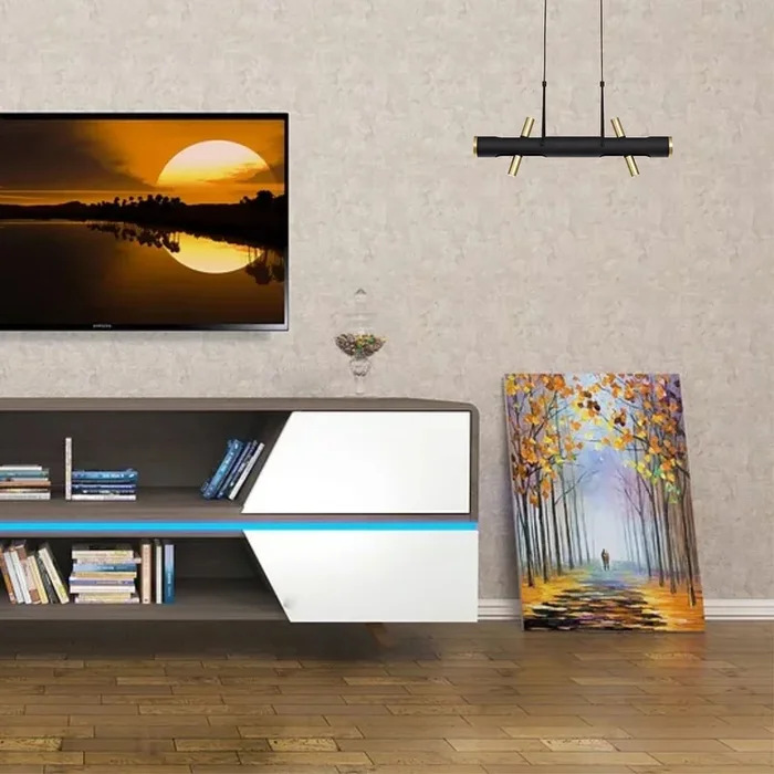 Focus Linear Pendant , 4 x 2W LED, 3000K, 1120lm, Sand Black, Gold, 3yrs Warranty