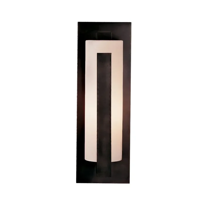 Forged Vertical Bars Large Outdoor Sconce 1-Light Opal Glass (GG) in Coastal Dark Smoke307287-SKT-77-GG0037