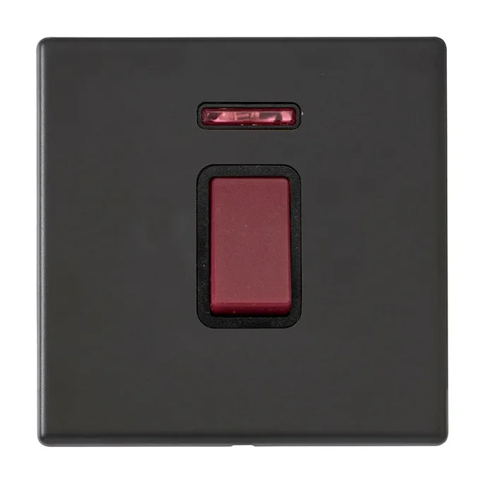 Hamilton Hartland G2 Matt Black 1g 45A Double Pole with Neon Red Rkr/BL 7G2MB45NB