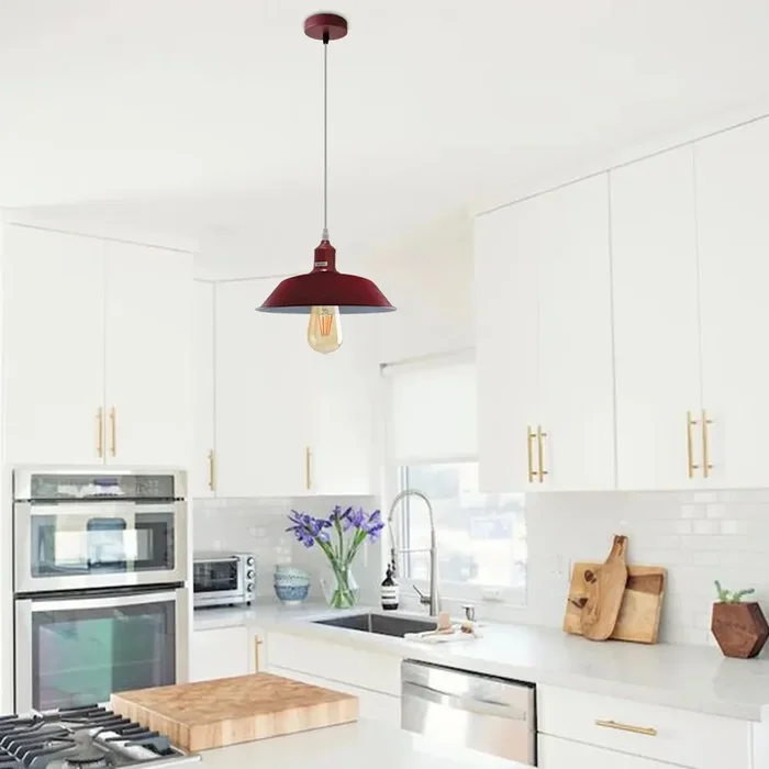 Hanging Burgndy Pendant Ceiling Lamp, Metal Shade Lighting E27 Pendant Light ~4401