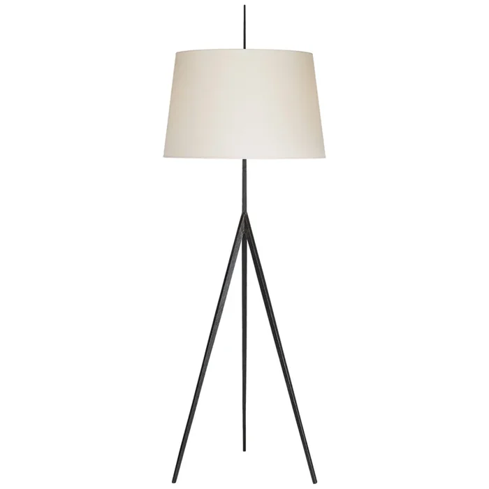 Ian K. Fowler Triad Hand-Forged Floor Lamp in Aged Iron with Natural Percale Shade W22.5″ x H65.75″S 1641AI-PL