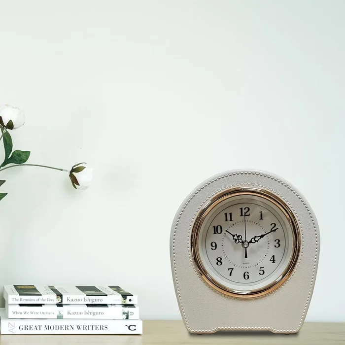 Indoor Small Mantel Clock Leather Living Room Desktop Table Clocks~5401