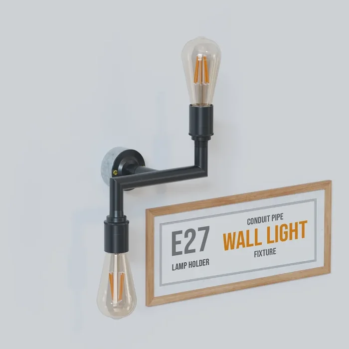 Industrial Conduit Pipe 2way Light Wall Lamp kit ~5702