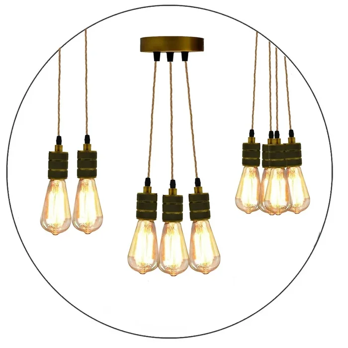 Industrial Pendant Bulb Holder with Rope Cord ~2059