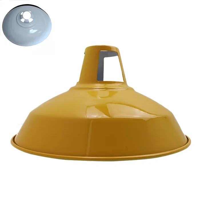 Industrial Style Barn Slotted Lamp Shade Metal Yelow Ceiling Pendant Light Shade ~1076