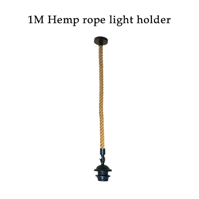 Industrial Vintage Hemp Rope Metal Hanging Pendant Light Holder~1126