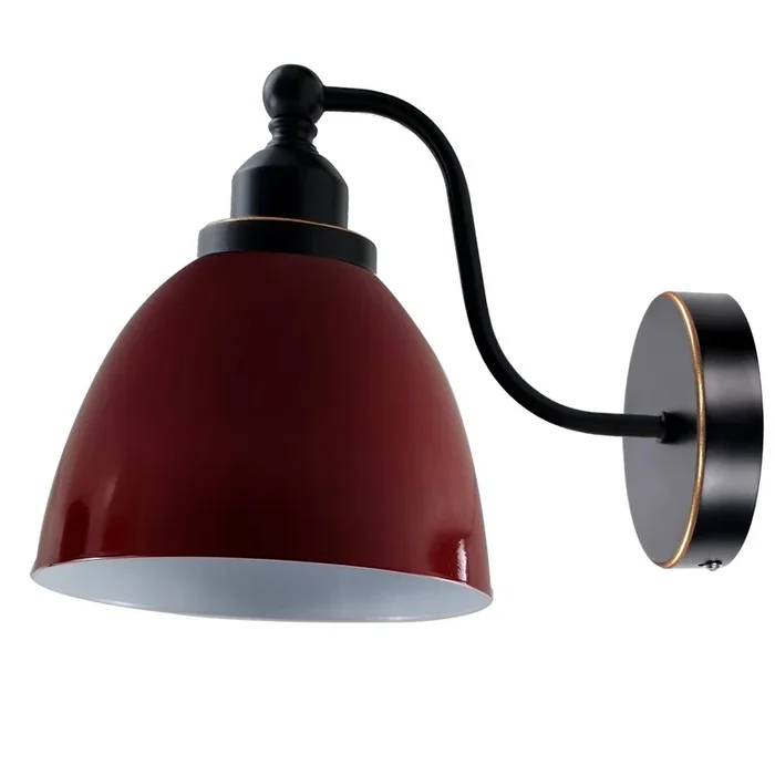 Industrial Vintage Modern Retro Swan Neck Metal Arm E27 Sconce Burgundy Wall Mount Light~3910