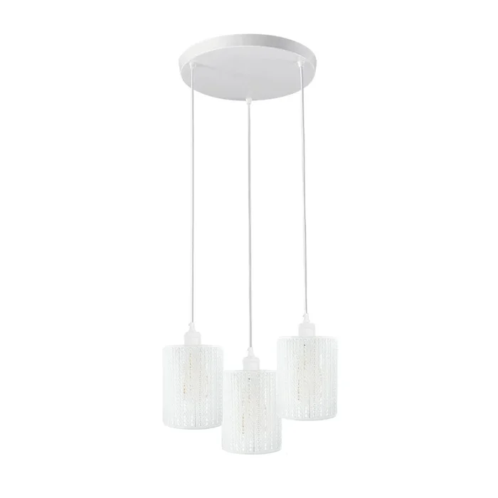 Industrial Vintage Retro 3 way Round White ceiling Pendant Cage~3984